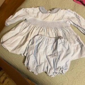 Light. Blue dress and pants